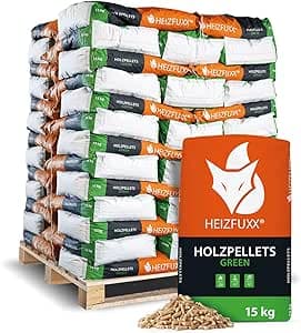 HEIZFUXX Holzpellets Green Heizpellets Weichholz 15kg x 65 Sack 975kg - 1 Palette