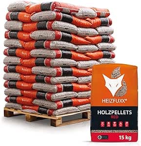 HEIZFUXX Holzpellets Red Heizpellets Hartholz 15kg x 65 Sack 975kg - 1 Palette