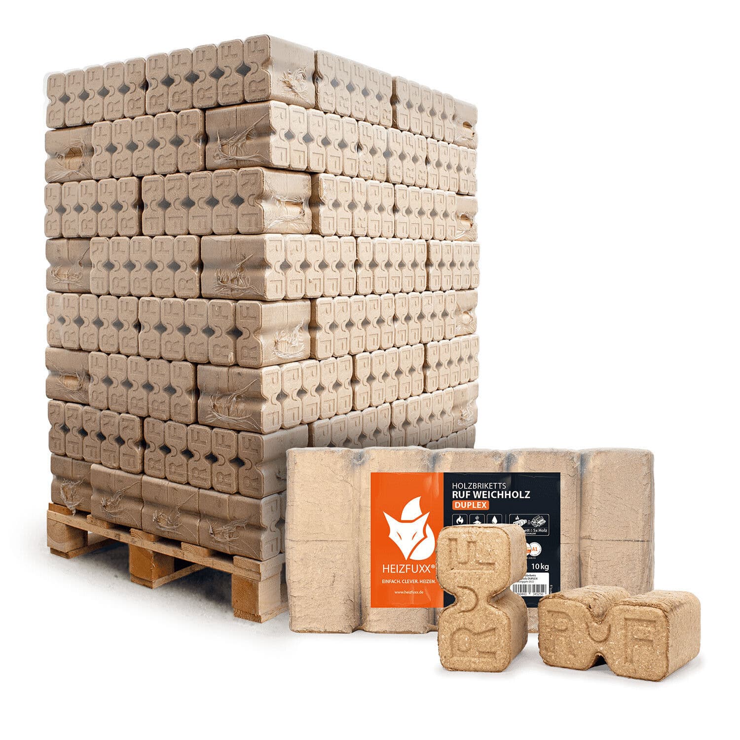 HEIZFUXX Holzbriketts RUF Weichholz Duplex 10 kg